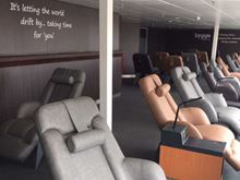 Comfortable seating in the Hygge Recline Lounge on Stena Europe